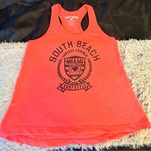surf style Coral South Beach Miami Racerback Tank with Graphic